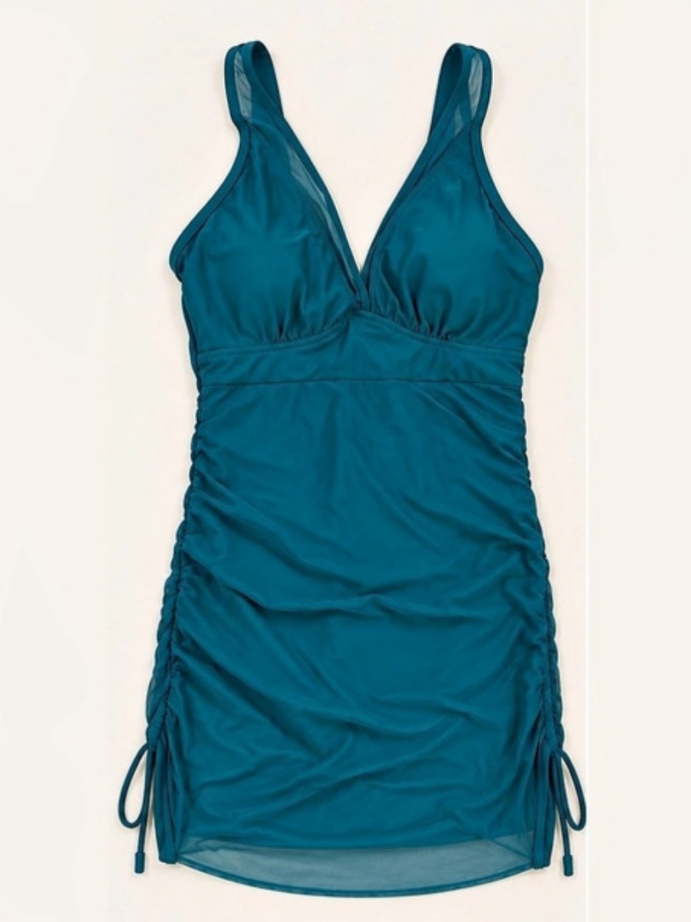 Ruched One-Piece Swimsuit in Blue Size Medium